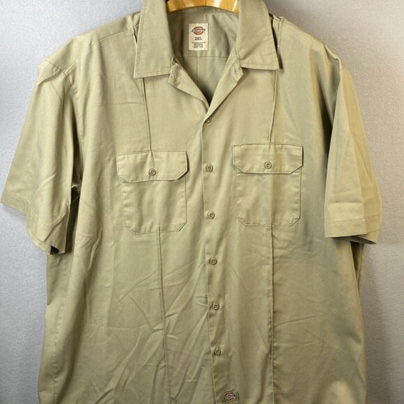 Dickies Shirt Mens 2XL Khaki 1574KH Workwear Short Sleeve Cotton Blend New No Tg - Picture 1 of 12